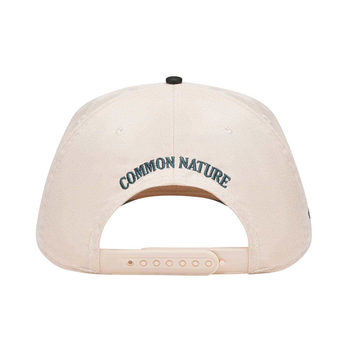 Rider's Hat in natural and black, back view with Common Nature embroidery
