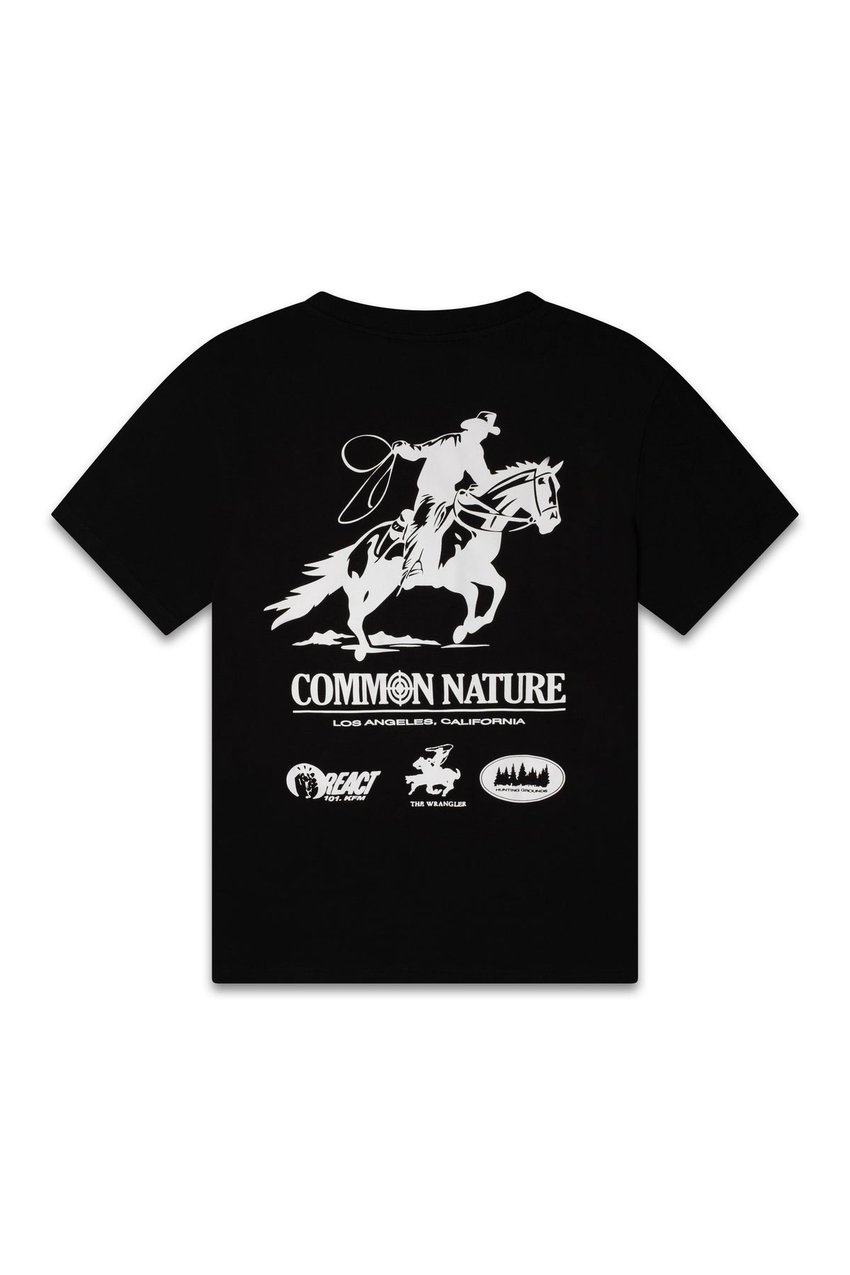 Rider's Spirit Tee in black, back view showing the rider on horseback graphic