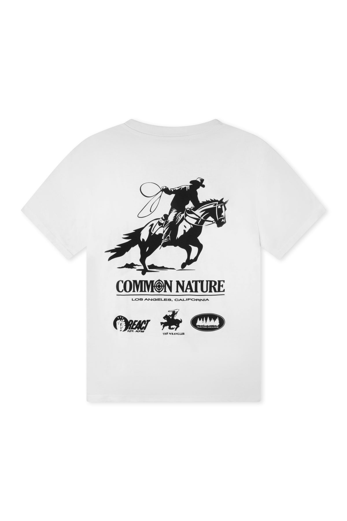 Rider's Spirit Tee in white, back view showing the rider on horseback graphic