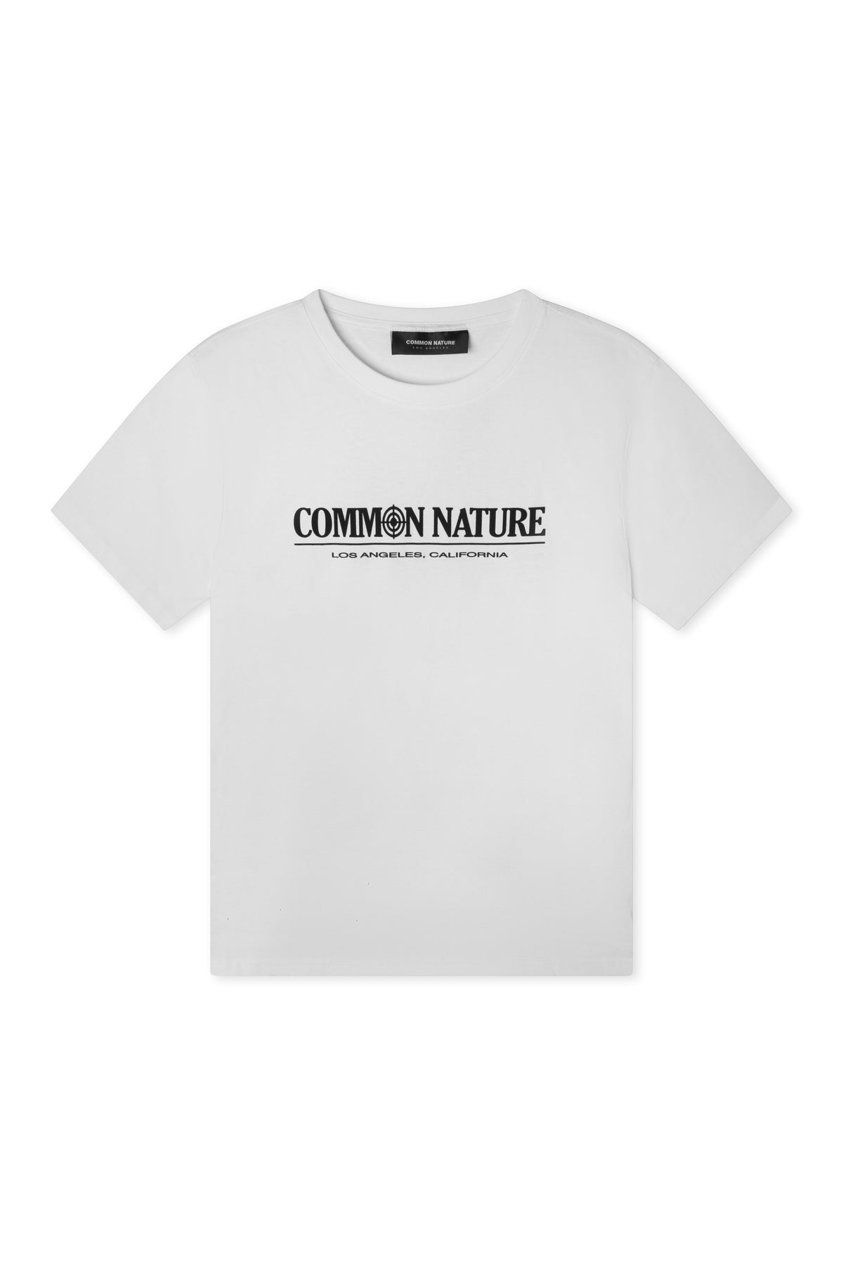 Rider's Spirit Tee in white, front view with chest logo
