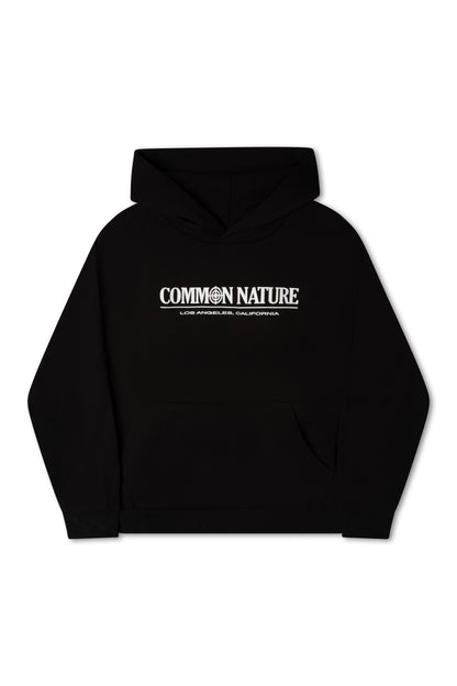 Western Frontier Hoodie in black, front view with chest logo