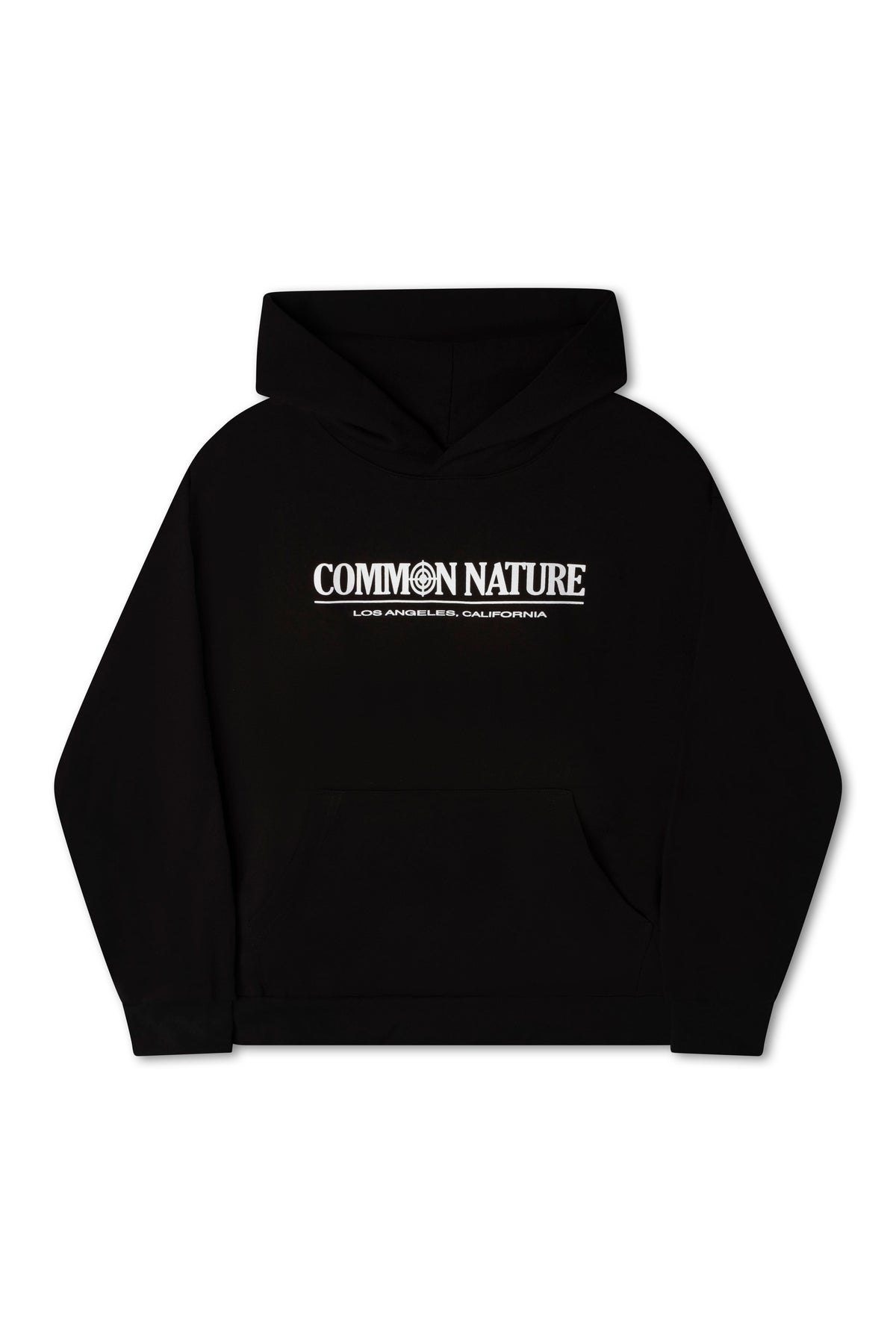 Rider's Spirit Hoodie in black, front view with chest logo