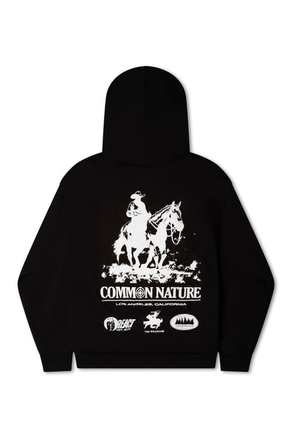 Western Frontier Hoodie in black, back view showing the Western Frontier graphic