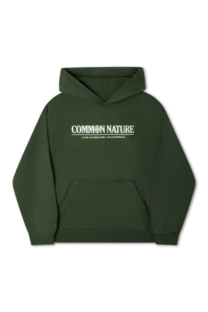 Western Frontier Hoodie in forest green, front view with chest logo