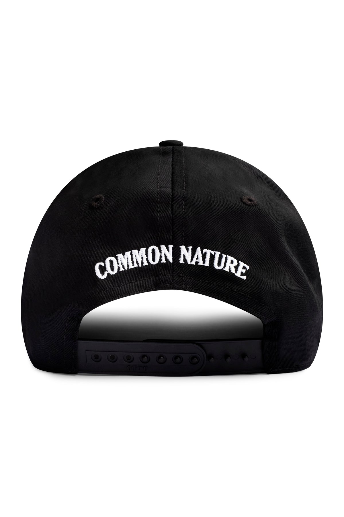 Rider's Hat in black, back view with Common Nature embroidery
